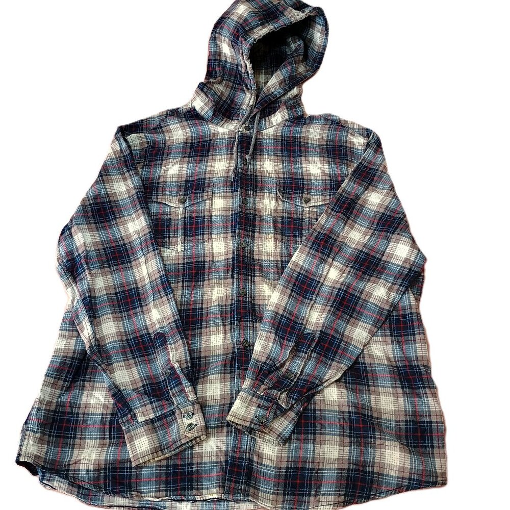 Ruffian Threads & Heirs Hoodie L/S Button Shirt Plaid 2-Pocket Flannel CottonXXL
